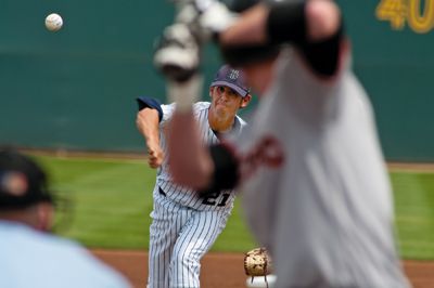 alex yee | Staff Photographer No. 2 starter Christian Bergman delivers to a Pacific batter on Saturday. The Anteaters fell 7-4 and suffered a disappointing series loss. 
