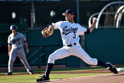 lee huang chen | Staff Photographer Senior Daniel Bibona fires a pitch during Friday’s game against Bakersfield. The Anteaters swept the series.