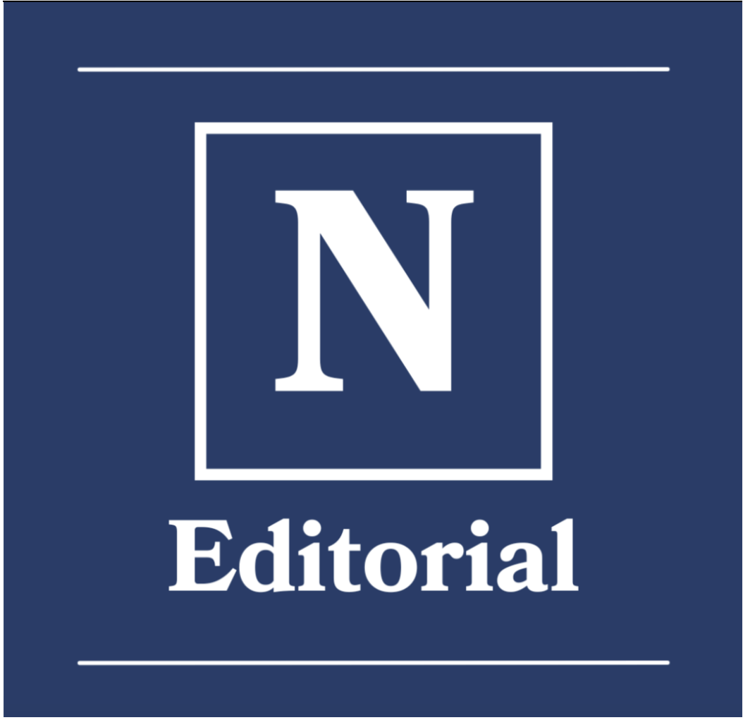 The New University white, block letter N label with the word editorial below it.