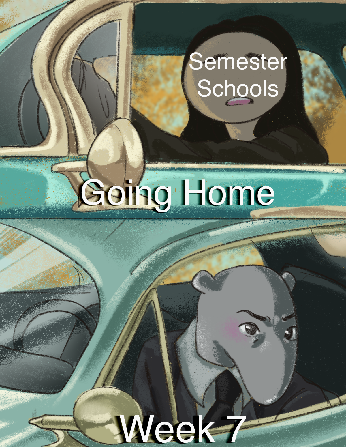Two panel comic inspired by an 