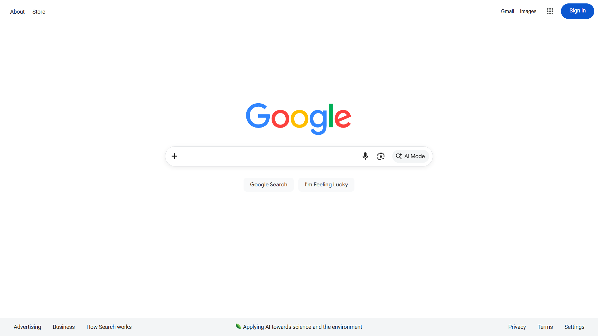 A screenshot of the Google Search home page featuring the colorful 
