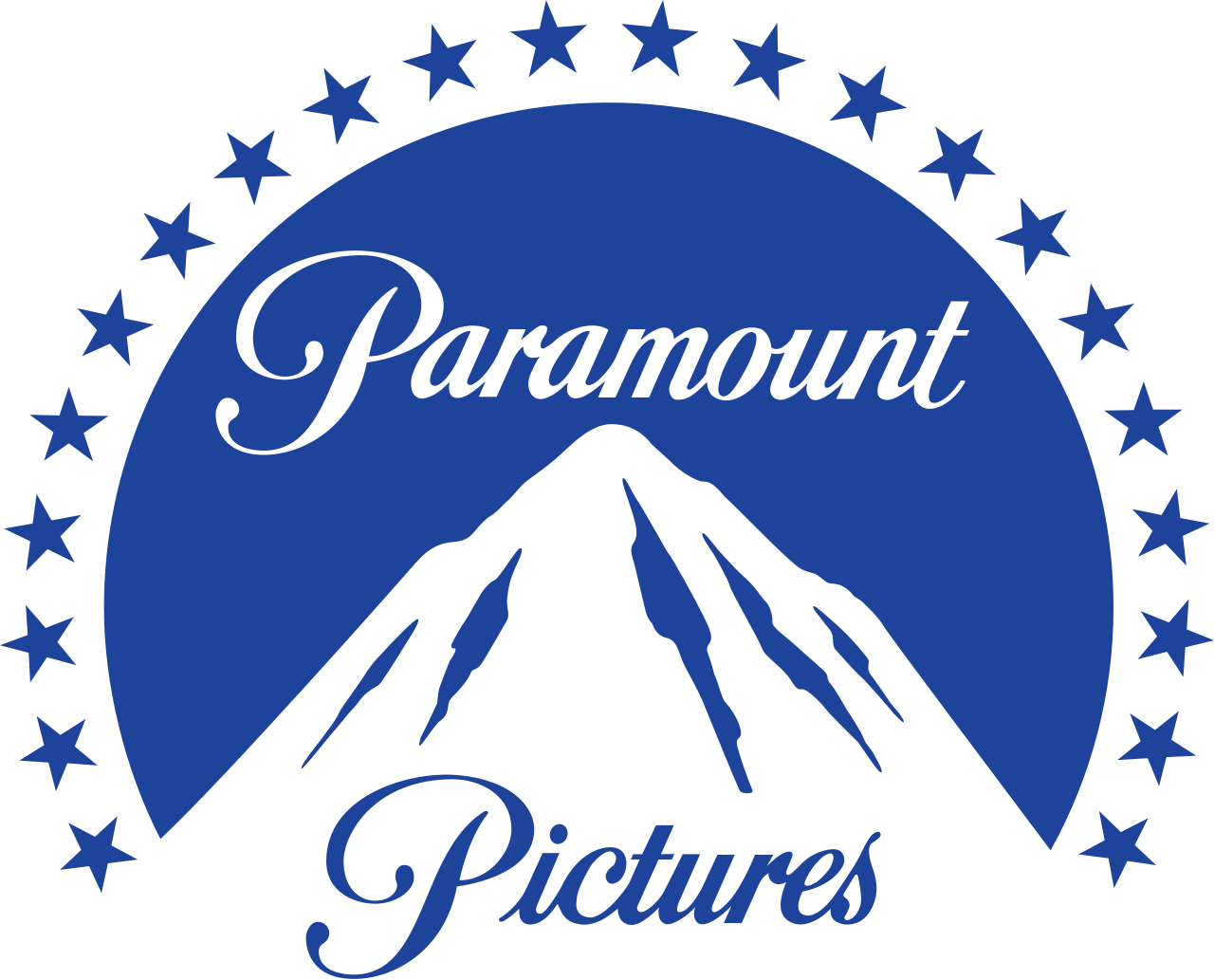 The official Paramount Pictures logo, featuring a blue circular emblem with a snow-capped mountain silhouette surrounded by an arc of stars and the company name written in white script.