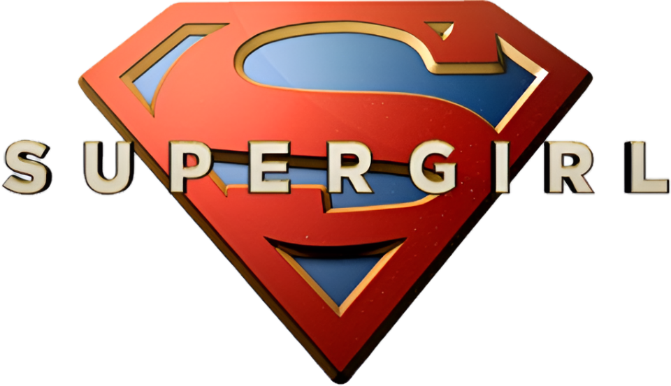 The Supergirl insignia — a diamond shape with a thick red outline and a blue background, with a large red 